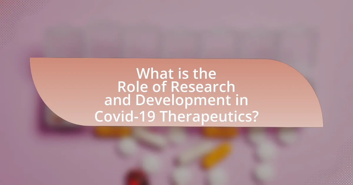 What is the Role of Research and Development in Covid-19 Therapeutics?